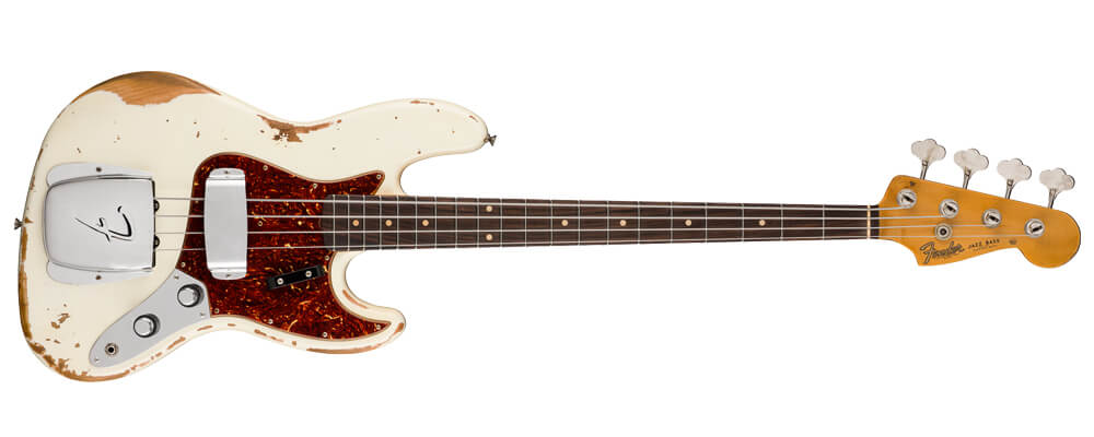 Fender Custom Shop Time Machine 1960 Jazz Bass Heavy Relic Guitar, Aged Olympic White
