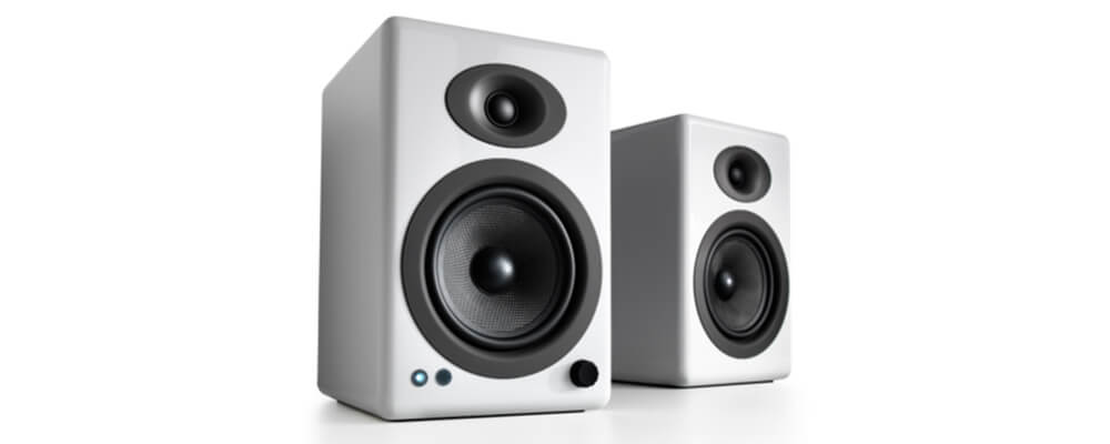 Audioengine A5+ Classic Powered Bookshelf Speakers, Hi-Gloss White (Pair)
