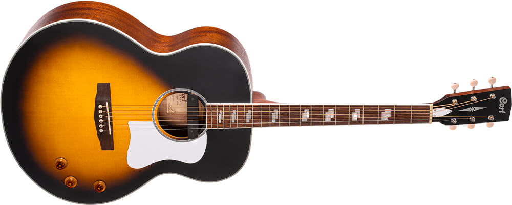 Cort CJ-Retro Jumbo Acoustic Guitar w/Gig Bag, Vintage Sunburst Matt Best Acoustic Guitars Under $500